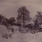 Snow in Valley Gardens* - note Mrs Brogden's Slipper Stand in center of photo and Magnesia Well Cafe on right